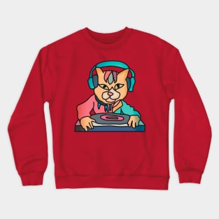 Street Retro Cat with Headphones | Funny Crewneck Sweatshirt